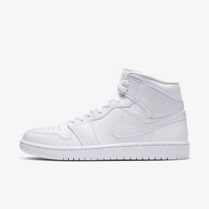 Buty Jordan Męskie Nike Air Jordan 1 Mid Białe | NK604BGH