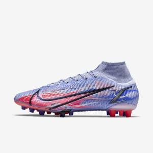 Buty Piłkarskie Damskie Nike Mercurial Superfly 8 Elite KM AG Artificial-Grass Indygo Głęboka Czerwone Metal Srebrne | NK360IDT