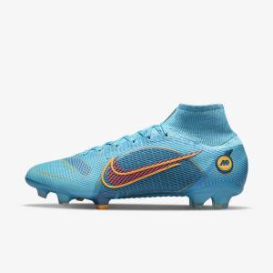 Buty Piłkarskie Damskie Nike Mercurial Superfly 8 Elite FG Firm-Grounds Niebieskie Pomarańczowe | NK516WRS