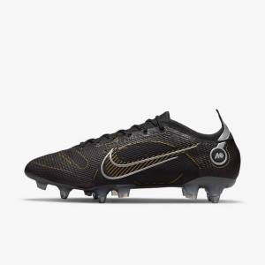 Buty Piłkarskie Damskie Nike Mercurial Vapor 14 Elite SG-PRO Anti-Clog Traction Soft-Grounds Czarne Metal Srebrne Szare Metal Złote | NK360JLK