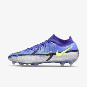 Buty Piłkarskie Damskie Nike Phantom GT2 Dynamic Fit Elite FG Firm-Ground Niebieskie Szare | NK124ESV