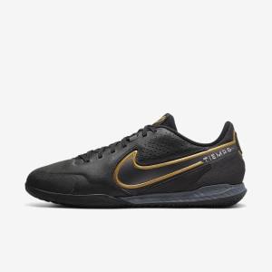 Buty Piłkarskie Damskie Nike React Tiempo Legend 9 Pro IC Indoor-Court Czarne Ciemny Szare Metal Złote Metal Ciemny Szare | NK176DCM