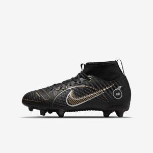 Buty Piłkarskie Dziecięce Nike Jr. Mercurial Superfly 8 Academy MG Older Multi-Ground Czarne Metal Srebrne Szare Metal Złote | NK142XLF