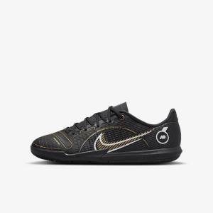 Buty Piłkarskie Dziecięce Nike Jr. Mercurial Vapor 14 Academy IC Older Indoor Court Czarne Metal Srebrne Szare Metal Złote | NK725QRN