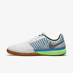 Buty Piłkarskie Męskie Nike Lunar Gato II IC Indoor Court Białe Głęboka Niebieskie Czarne Czarne | NK324NFL