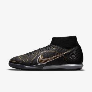 Buty Piłkarskie Męskie Nike Mercurial Superfly 8 Academy IC Indoor-Court Czarne Metal Srebrne Szare Metal Złote | NK976QSD