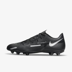 Buty Piłkarskie Męskie Nike Phantom GT2 Club MG Multi-Ground Czarne Ciemny Szare Metal Srebrne | NK083JOC