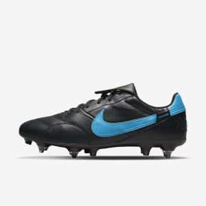 Buty Piłkarskie Męskie Nike The Premier 3 SG-PRO Anti-Clog Traction Soft-Ground Czarne Niebieskie | NK702PYI