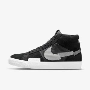 Buty Skate Damskie Nike SB Zoom Blazer Mid Premium Czarne Szare Białe | NK017DOS