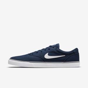 Buty Skate Męskie Nike SB Chron 2 Płócienne Granatowe Granatowe Czarne Białe | NK875ARZ