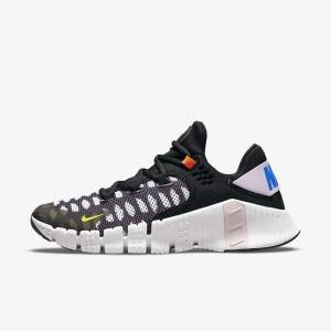 Buty Treningowe Damskie Nike Free Metcon 4 Czarne Białe Niebieskie Żółte | NK198ZQN