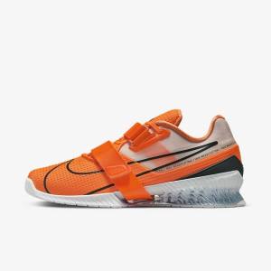 Buty Treningowe Męskie Nike Romaleos 4 Pomarańczowe Białe Czarne | NK408GRV