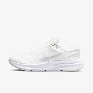 Buty do Biegania Damskie Nike Air Zoom Structure 24 Szosowe Białe Platyna Platyna Metal Srebrne | NK649KEZ