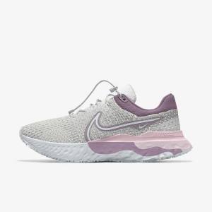 Buty do Biegania Damskie Nike React Infinity Run 3 By You Custom Szosowe Szare Platyna Szare | NK453OBM