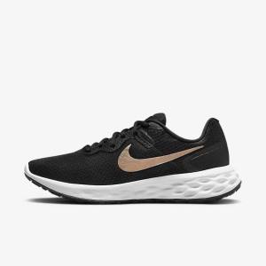 Buty do Biegania Damskie Nike Revolution 6 Next Nature Szosowe Czarne Białe Metal Miedź | NK174ZJU