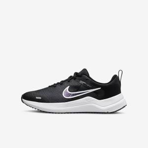 Buty do Biegania Dziecięce Nike Downshifter 12 Older Szosowe Czarne Ciemny Szare Białe | NK169DZR