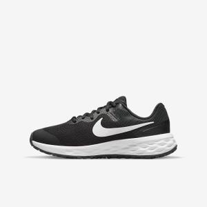 Buty do Biegania Dziecięce Nike Revolution 6 Older Szosowe Czarne Ciemny Szare Białe | NK253WOS