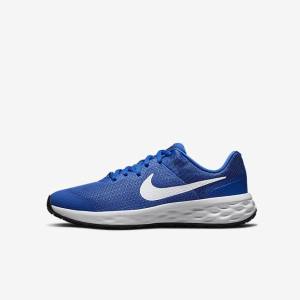 Buty do Biegania Dziecięce Nike Revolution 6 Older Szosowe Królewski Niebieski Czarne Białe | NK748SOZ