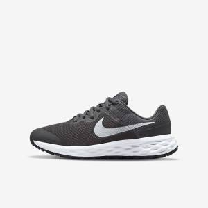 Buty do Biegania Dziecięce Nike Revolution 6 Older Szosowe Szare Białe | NK890SPN