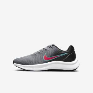 Buty do Biegania Dziecięce Nike Star Runner 3 Older Szosowe Szare Czarne Czerwone | NK762DQH