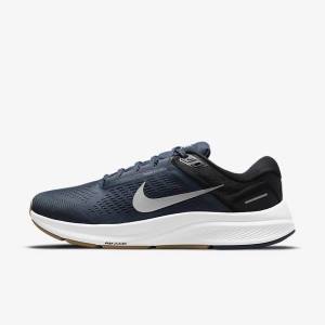 Buty do Biegania Męskie Nike Air Zoom Structure 24 Szosowe Niebieskie Czarne Ciemny Obsidian Szare | NK568UEP