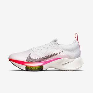 Buty do Biegania Męskie Nike Air Zoom Tempo NEXT% Flyknit Szosowe Białe Koralowe Różowe Czarne | NK284HML