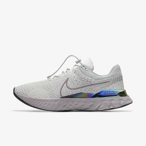 Buty do Biegania Męskie Nike React Infinity Run 3 By You Custom Szosowe Szare Platyna Szare | NK716SQT