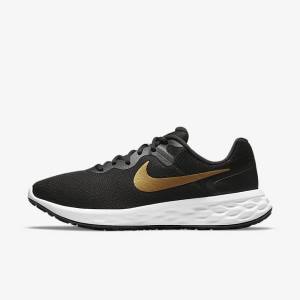 Buty do Biegania Męskie Nike Revolution 6 Next Nature Szosowe Czarne Białe Metal Złote | NK271SJF