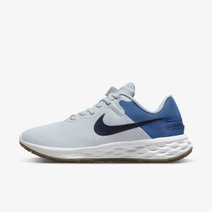 Buty do Biegania Męskie Nike Revolution 6 FlyEase Next Nature Easy-On-And-Off Szosowe (Extra Szerokie) Platyna Ciemny Niebieskie Niebieskie | NK628GND