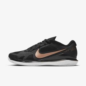 Buty do Tenisa Damskie Nike NikeCourt Air Zoom Vapor Pro Hard-Court Czarne Białe Metal Czerwone Brązowe | NK138SOP