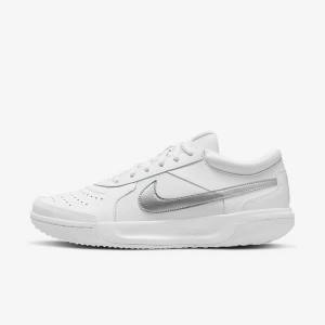 Buty do Tenisa Damskie Nike NikeCourt Zoom Lite 3 Białe Metal Srebrne | NK863RVQ