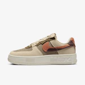 Trampki Damskie Nike Air Force 1 Fontanka Bordowe Khaki | NK746BTR