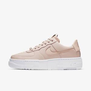 Trampki Damskie Nike Air Force 1 Pixel Beżowe Czarne Białe | NK436DJK