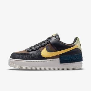 Trampki Damskie Nike Air Force 1 Shadow Zielone Białe Złote | NK561BXQ