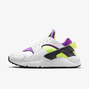 Trampki Damskie Nike Air Huarache Białe Czarne Żółte | NK926CTR