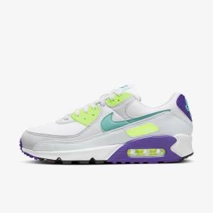 Trampki Damskie Nike Air Max 90 Białe Platyna Turkusowe | NK591CNL