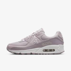 Trampki Damskie Nike Air Max 90 Fioletowe Białe | NK204KGN