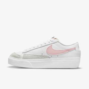 Trampki Damskie Nike Blazer Low Platformie Białe Czarne Różowe | NK106VPJ