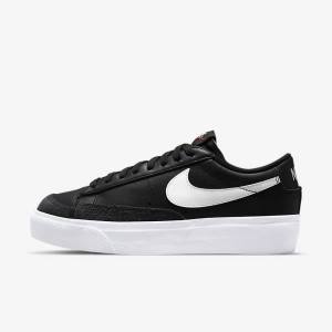 Trampki Damskie Nike Blazer Low Platformie Czarne | NK231ZJH