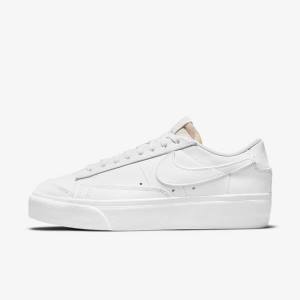 Trampki Damskie Nike Blazer Low Platformie Białe | NK679ZUS