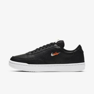 Trampki Damskie Nike Court Vintage Premium Czarne Pomarańczowe Białe | NK438EMU