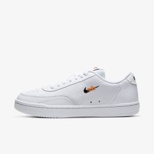 Trampki Damskie Nike Court Vintage Premium Białe Pomarańczowe Czarne | NK571SMH