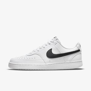 Trampki Damskie Nike Court Vision Low Next Nature Białe Czarne | NK718ETI