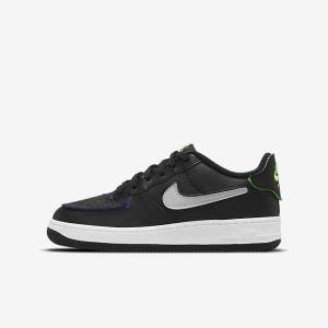 Trampki Dziecięce Nike Air Force 1-1 Older Czarne Metal Srebrne | NK983EQT