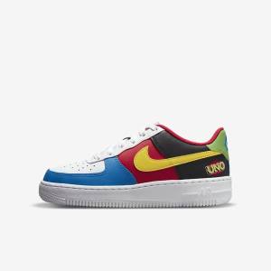 Trampki Dziecięce Nike Air Force 1 LV8 Older Białe Czerwone Królewski Niebieski Złote | NK581RFL