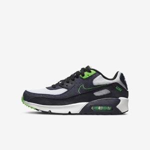 Trampki Dziecięce Nike Air Max 90 LTR SE Older Czarne Zielone Białe Obsidian | NK684KNX