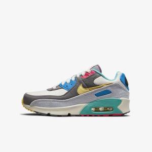 Trampki Dziecięce Nike Air Max 90 Older Szare Różowe | NK397HLU