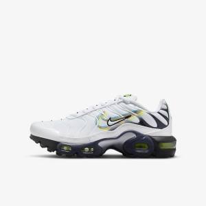 Trampki Dziecięce Nike Air Max Plus Older Białe Szare Niebieskie | NK094XSC