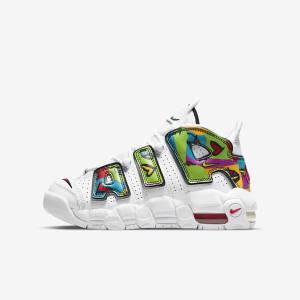 Trampki Dziecięce Nike Air More Uptempo Older Białe | NK029VNH