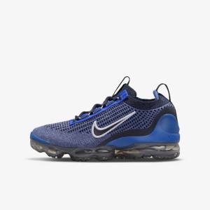 Trampki Dziecięce Nike Air VaporMax 2021 FK Older Królewski Niebieski Białe Ciemny Szare Czarne | NK735RHG